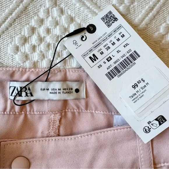 NWT Zara pink satin effect carpenter cargo pants viscose 9663/042/622 medium - Picture 9 of 10